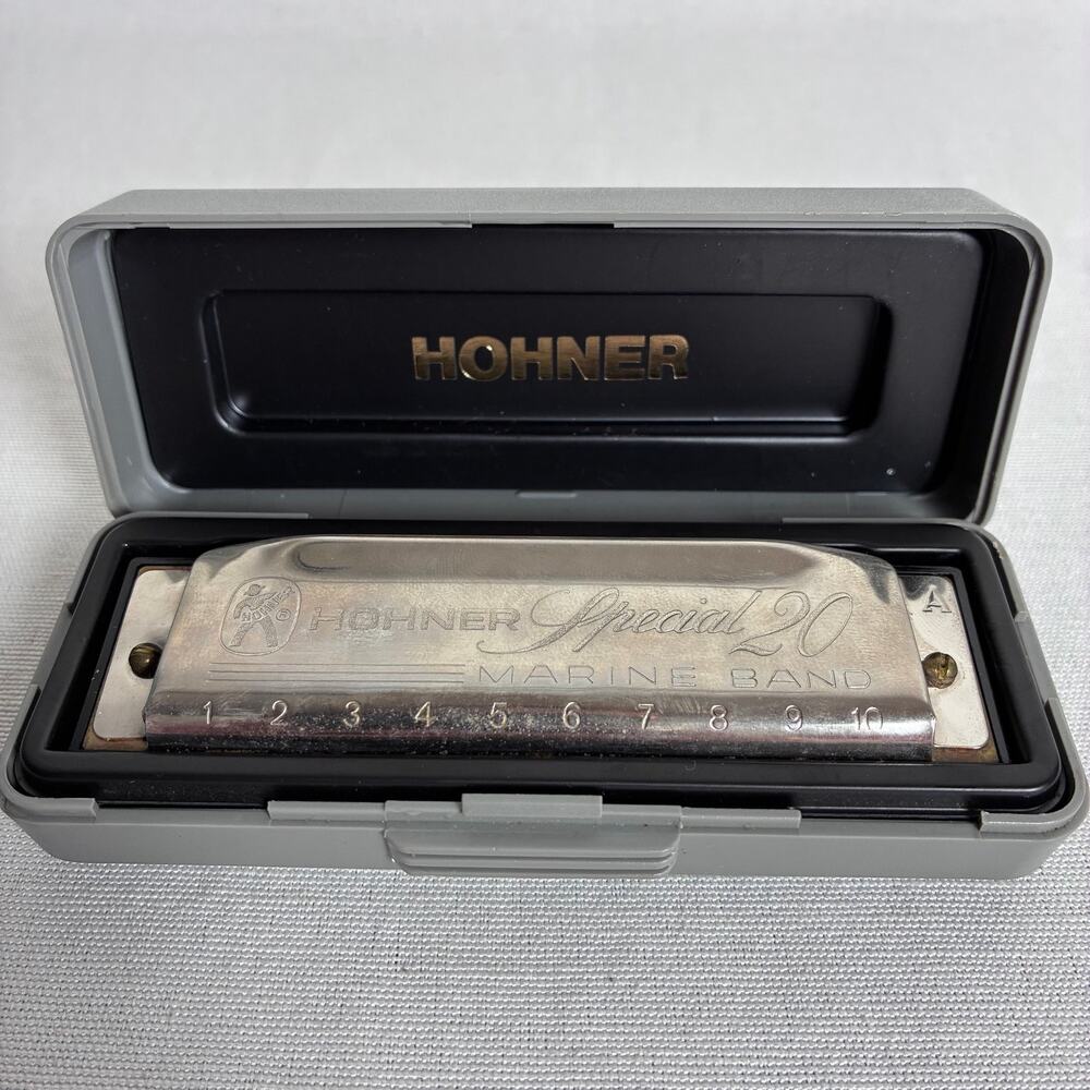 Vintage Hohner Special 20 Marine Band Harmonica Key of A w Case Made in Germany